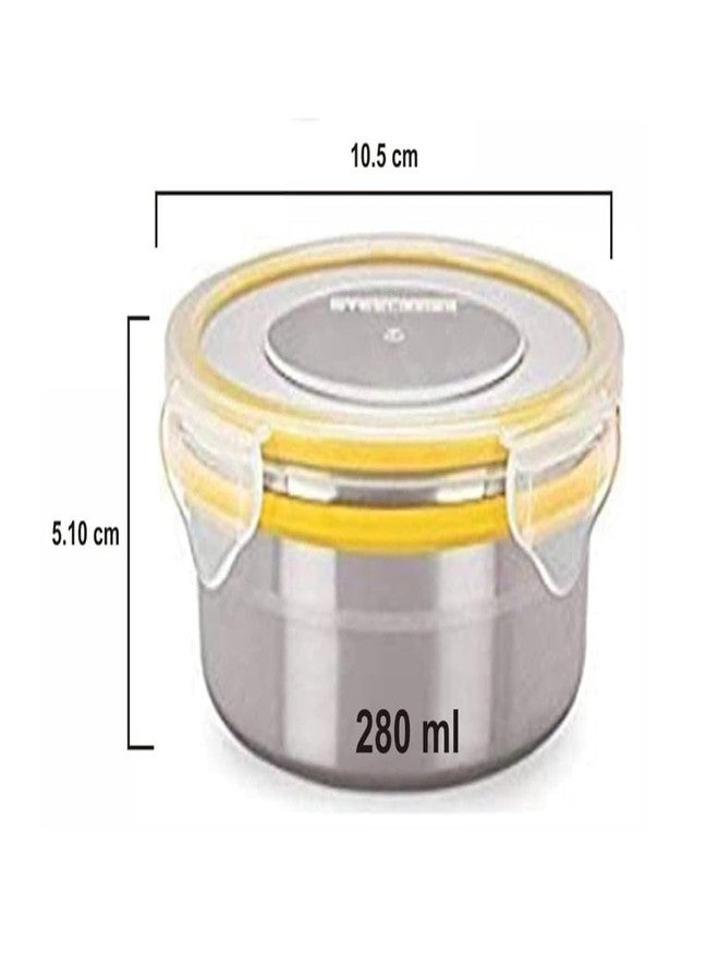 Sensimon Stainless Steel Airtight Round Container with Leak Proof Lid | BPA Free Food Storage Lunch Box for Office College School Home Travel | 280 ml Capacity Tiffin Box | Set of 3 - Image 2